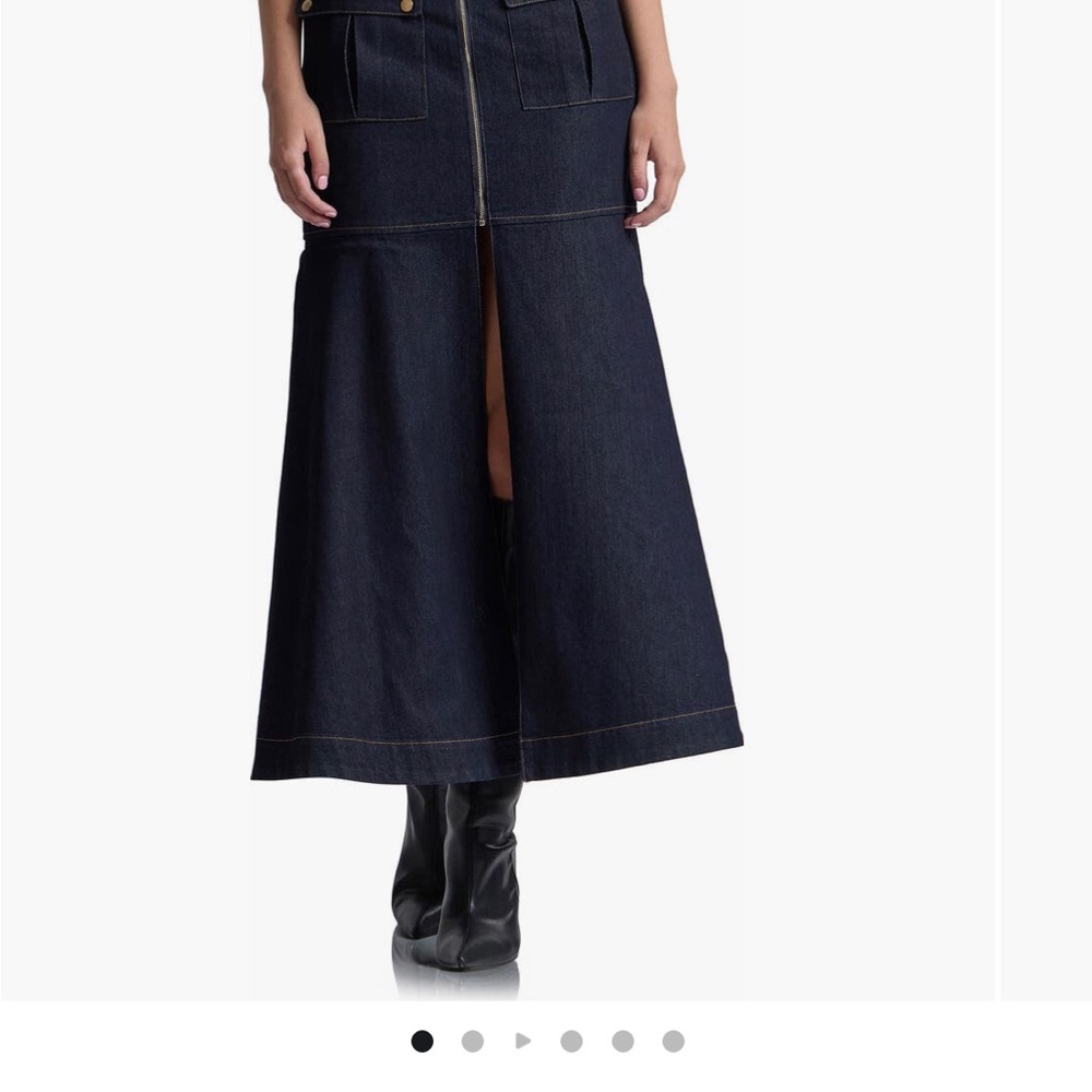 Avec Les Filles Dark Indigo Denim Flare Dress - Picture 9 of 11